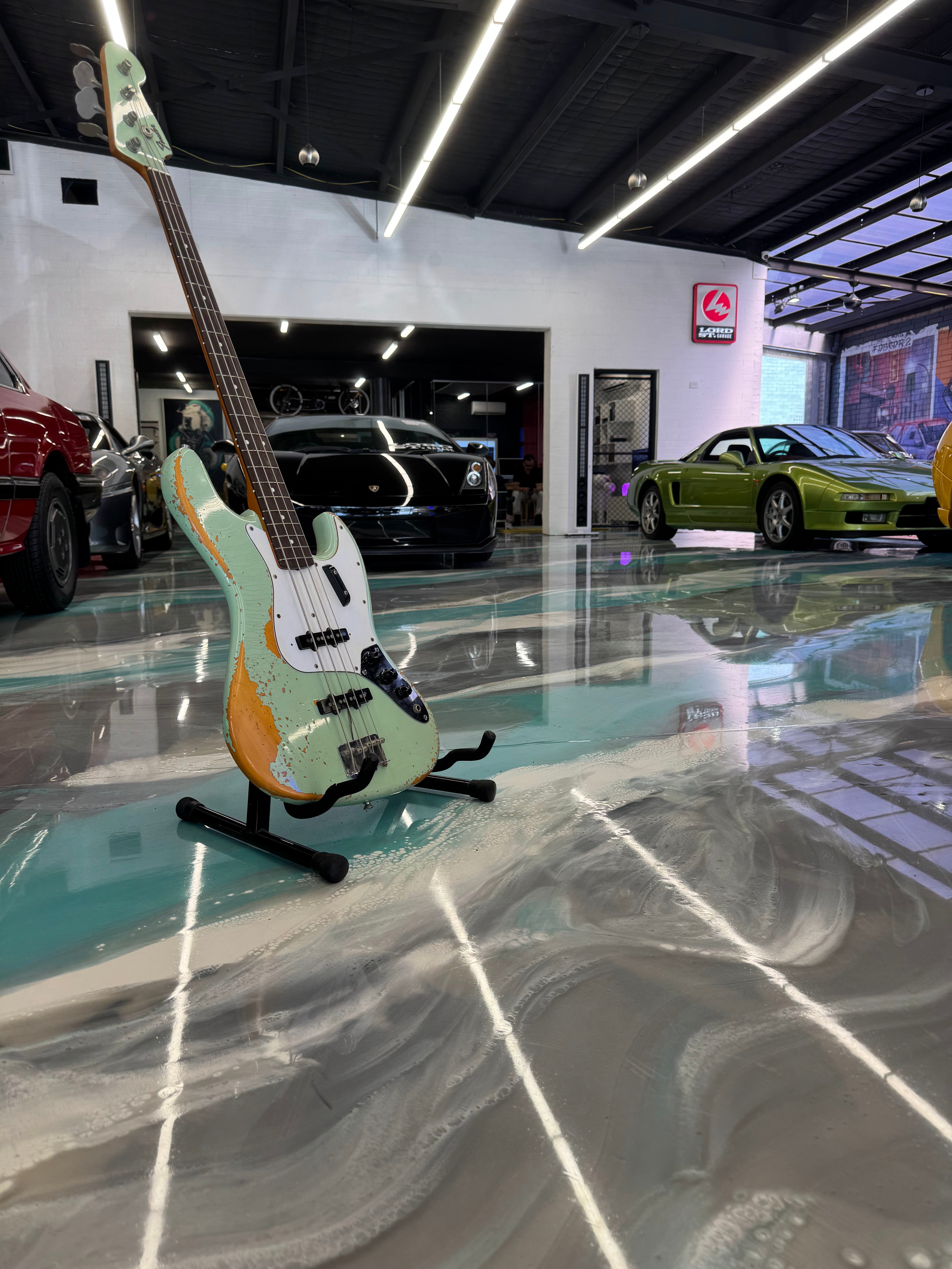 REISSUE 1963 Fender Jazz w/Custom Paint Relic in Sea Foam Green w/matching Headstock