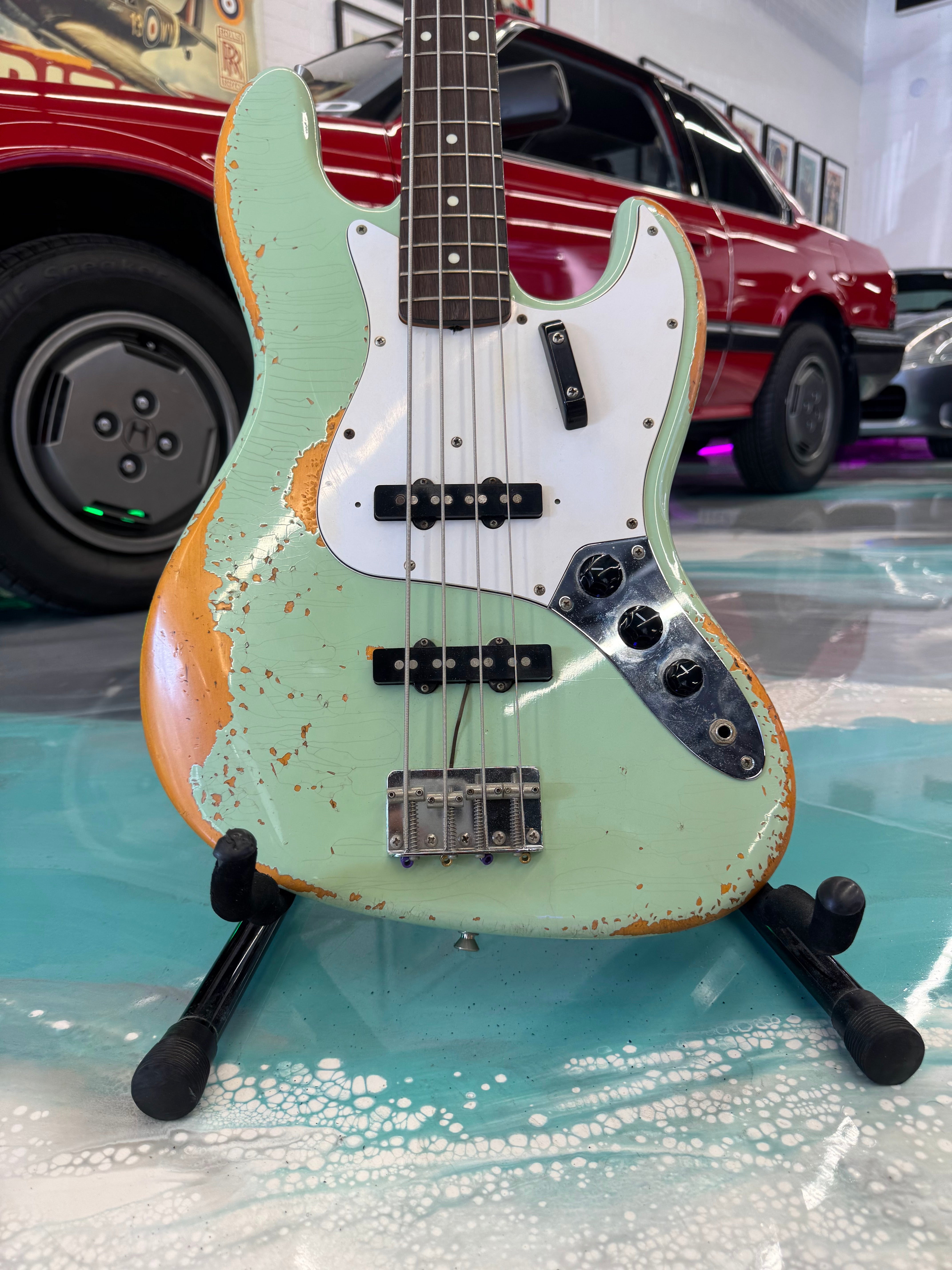 REISSUE 1963 Fender Jazz w/Custom Paint Relic in Sea Foam Green w/matching Headstock