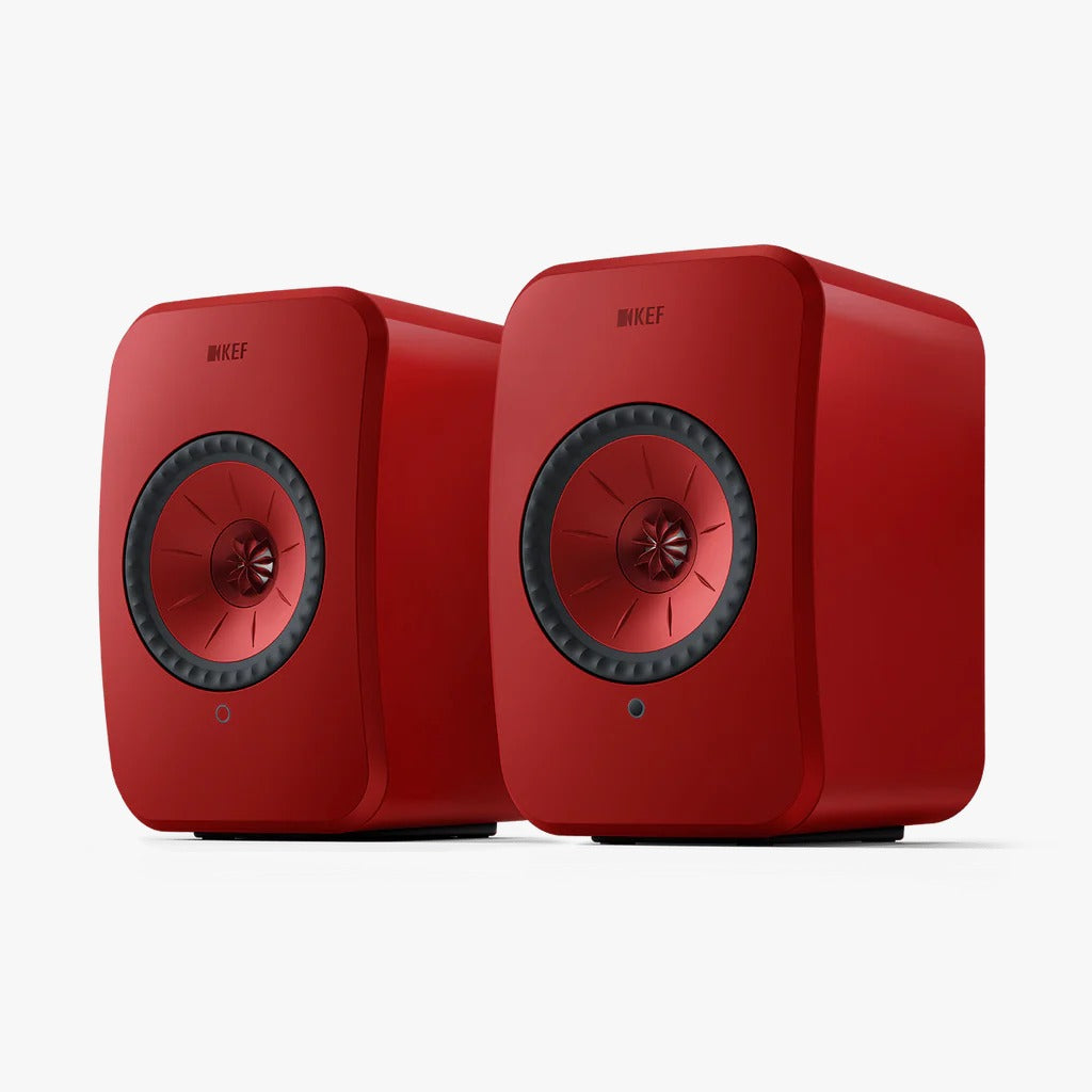 KEF LSXII Wireless Bookshelf Speakers - Lava Red