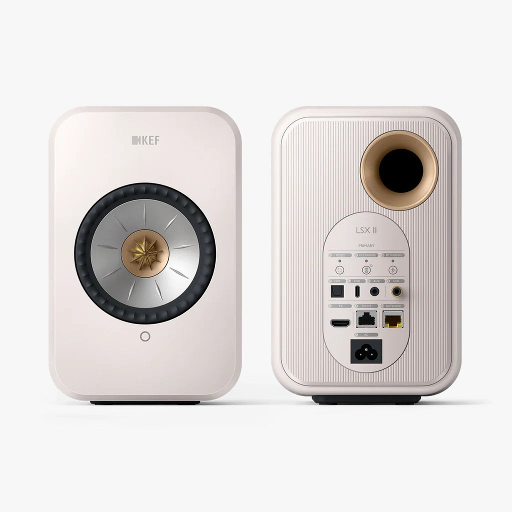 KEF LSXII Wireless Bookshelf Speakers - Mineral White