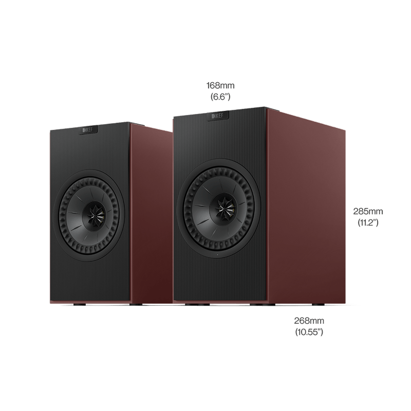 KEF Coda W Wireless Bookshelf Speakers - Vintage Burgandy