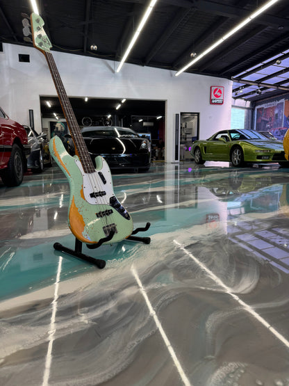 REISSUE 1963 Fender Jazz w/Custom Paint Relic in Sea Foam Green w/matching Headstock