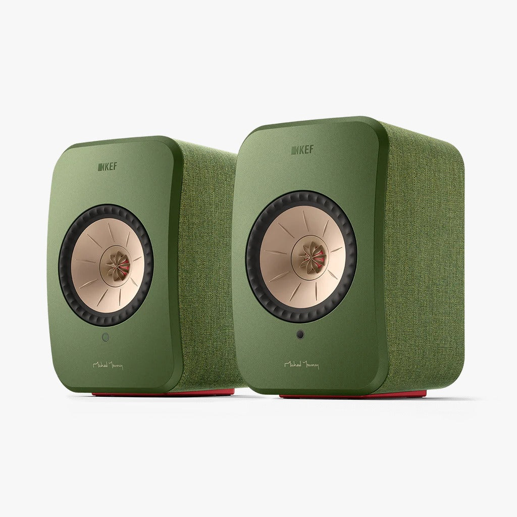 KEF LSXII Wireless Bookshelf Speakers - Olive Green