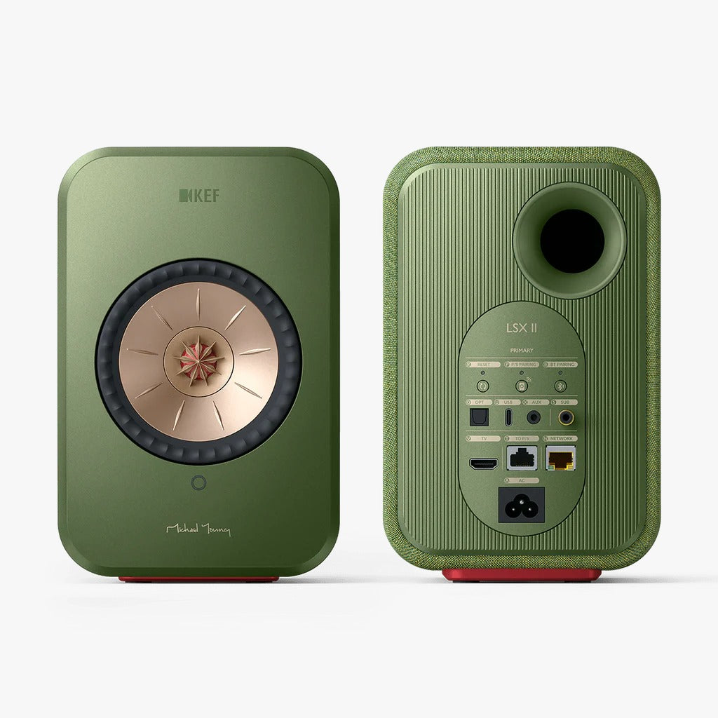 KEF LSXII Wireless Bookshelf Speakers - Olive Green