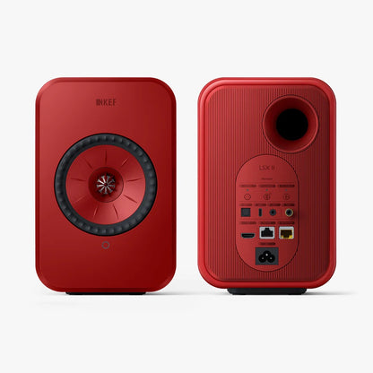 KEF LSXII Wireless Bookshelf Speakers - Lava Red