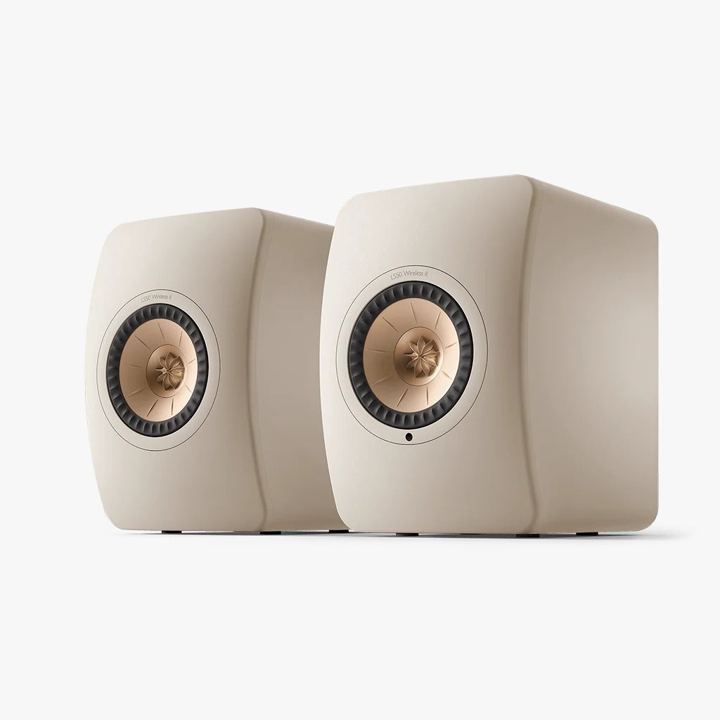 KEF LS50II Wireless Bookshelf Speakers - Sand Shell