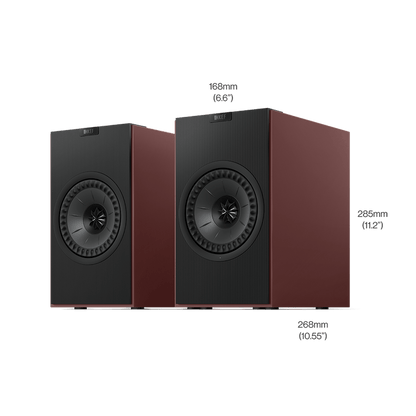 KEF Coda W Wireless Bookshelf Speakers - Vintage Burgandy